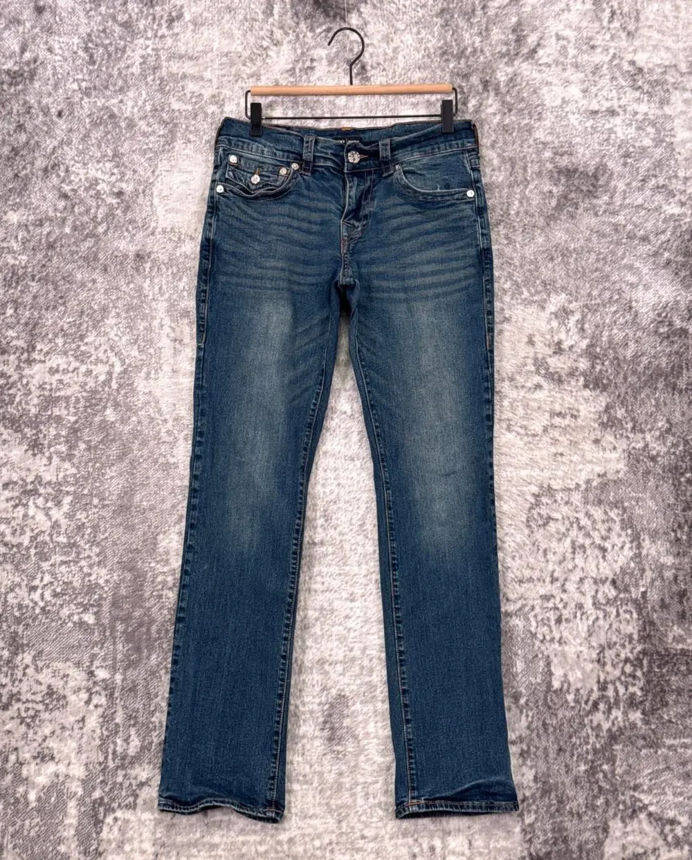 True Religion Ricky Relaxed Straight Jeans 30 x 32 Mens Flap Pocket Denim